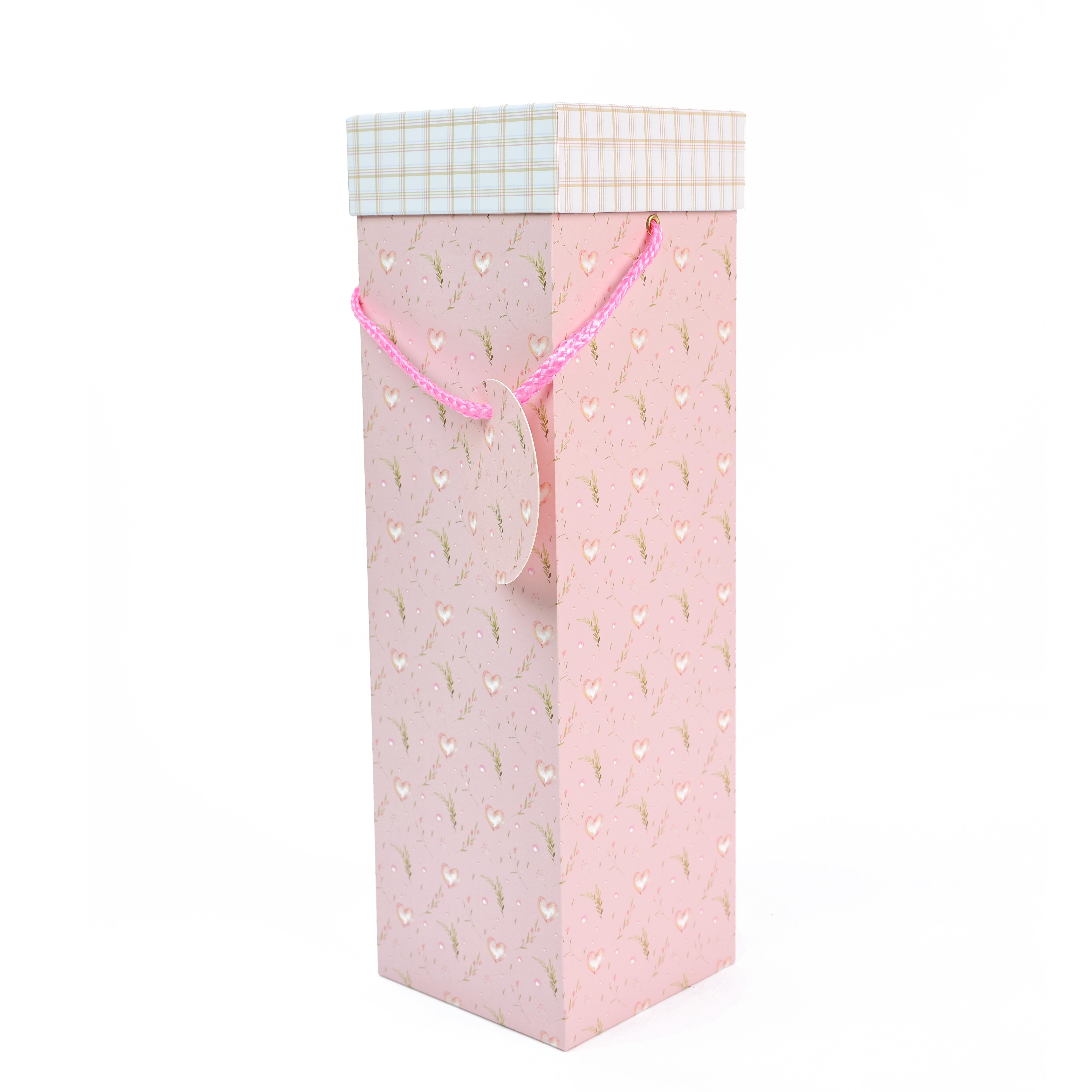 Valentine's Day Pink Grey Cuboid Wine Box VALG0032